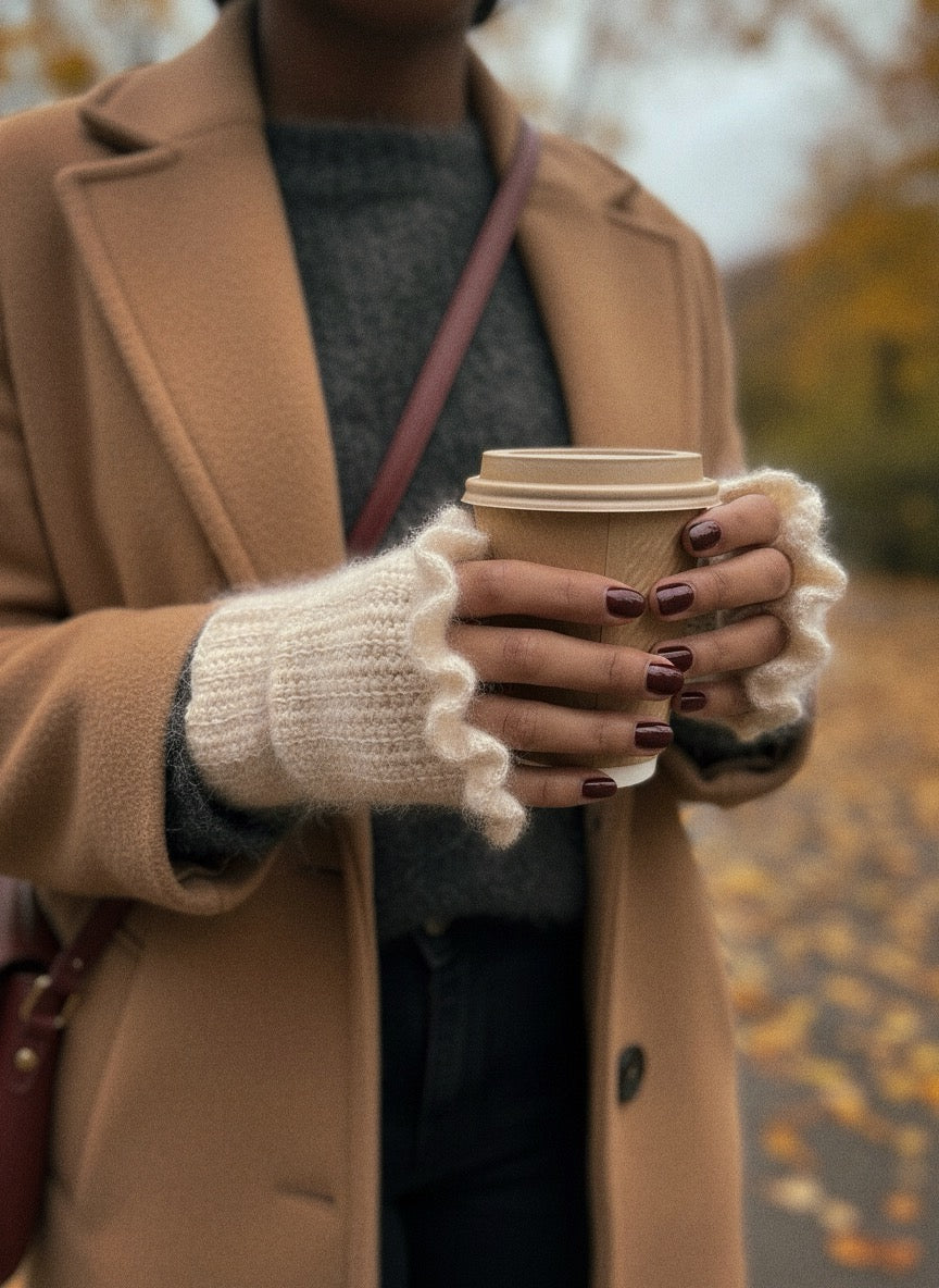 Mitaines à volants | Mélange coton, mohair et soie (prêtes à porter)