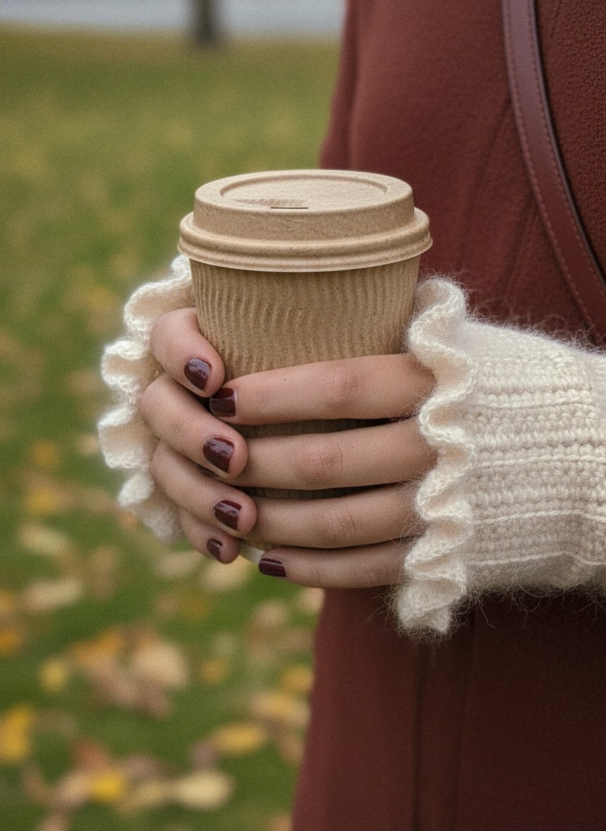 Mitaines à volants | Mélange coton, mohair et soie (Commande personnalisée)