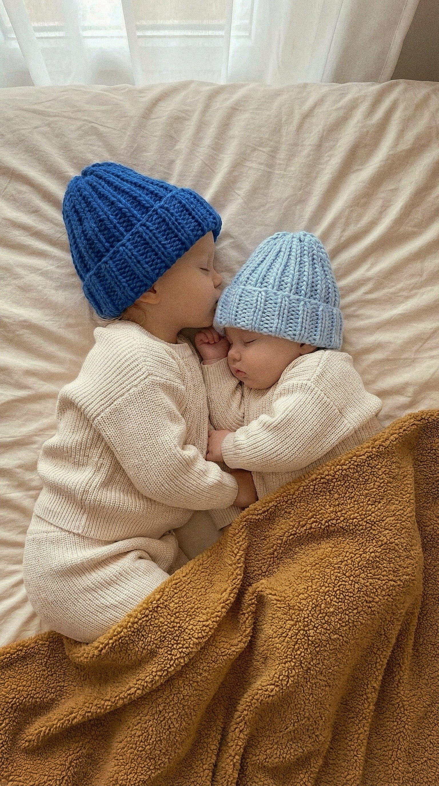 Bonnet en laine (duo) - Tailles adulte et enfant | Commande personnalisée