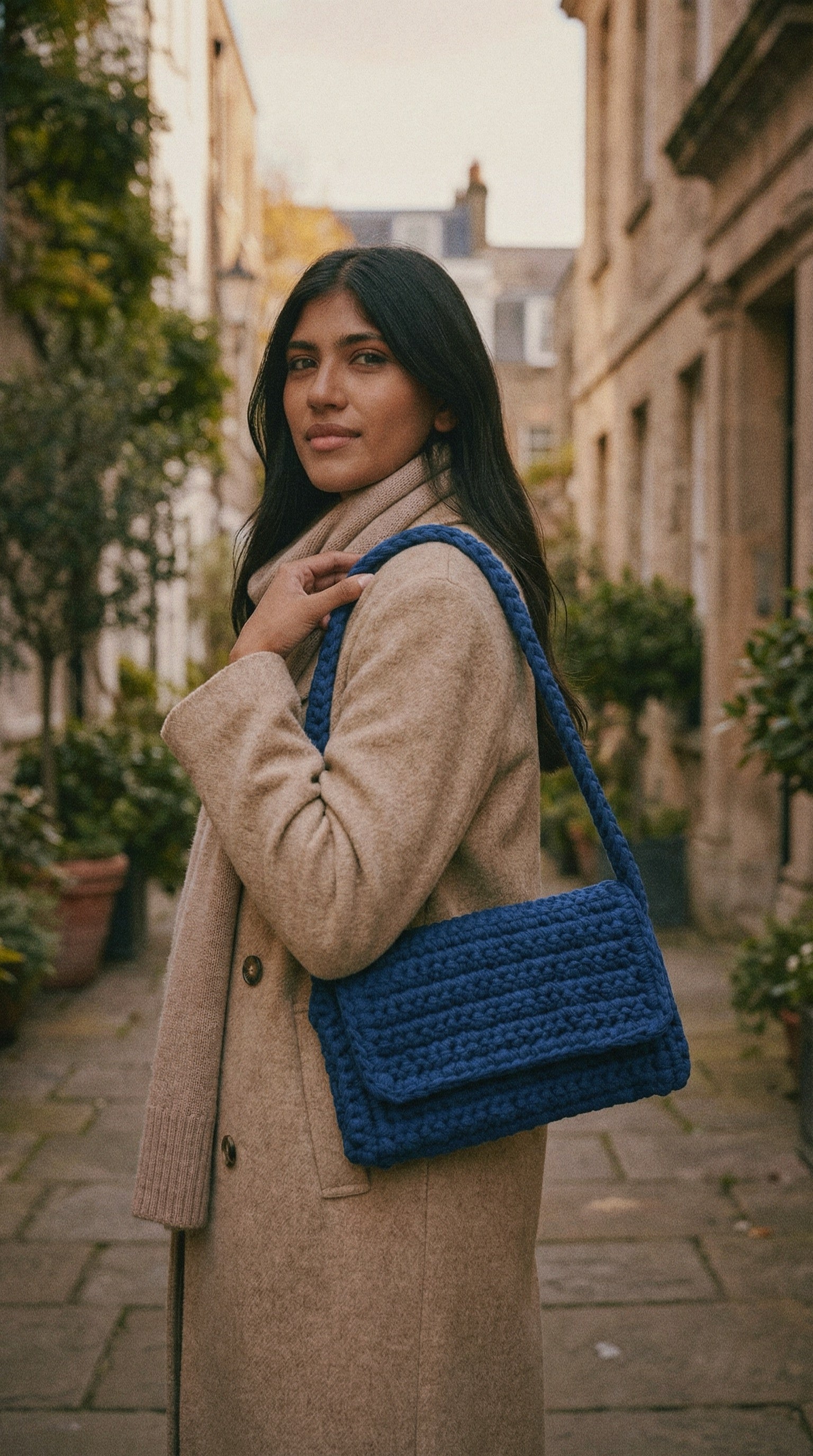 Sac bandoulière au crochet | Fil de coton ruban | Prêt à porter