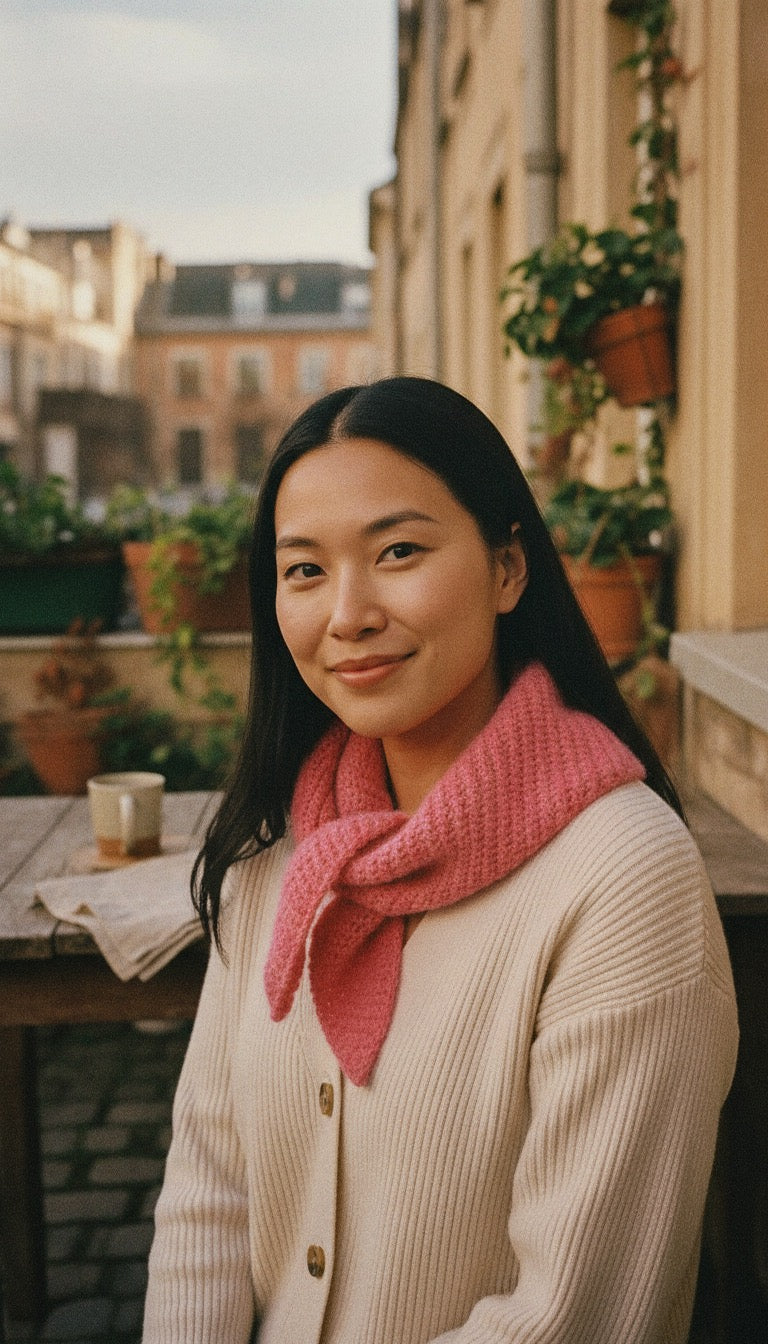 Commande - Écharpe triangulaire en soie et alpaga