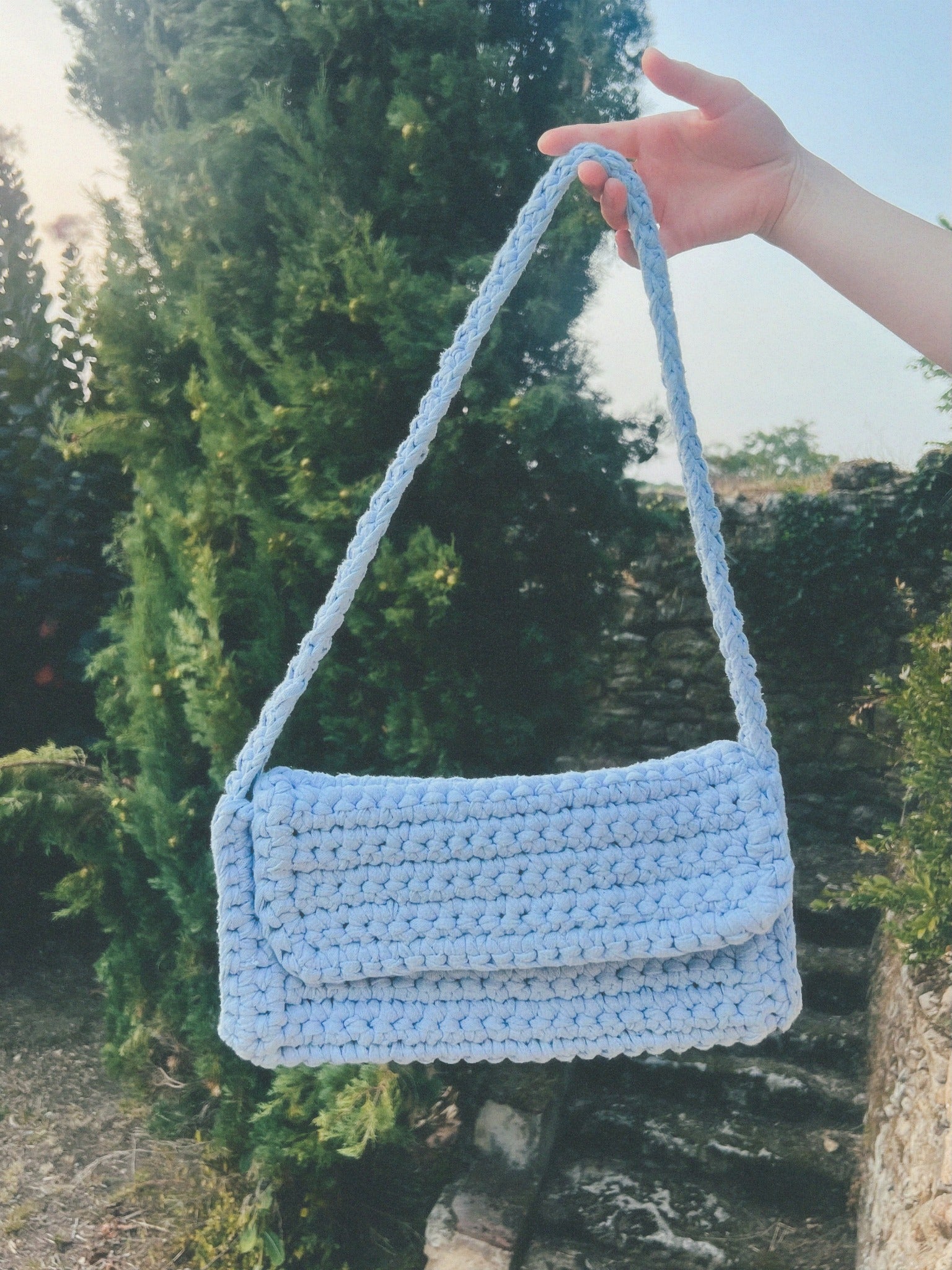 Sac bandoulière au crochet | Fil de coton ruban | Commande personnalisée