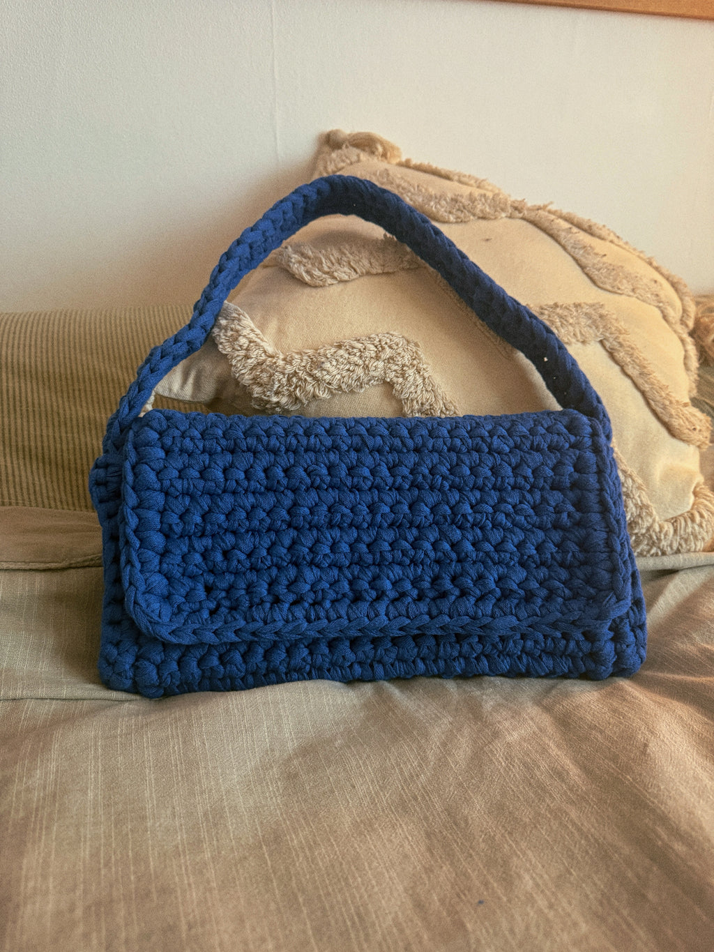 Sac bandoulière au crochet | Fil de coton ruban | Prêt à porter