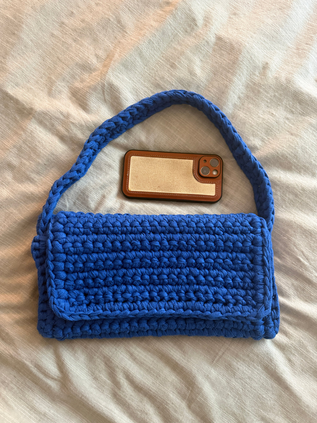 Sac bandoulière au crochet | Fil de coton ruban | Prêt à porter