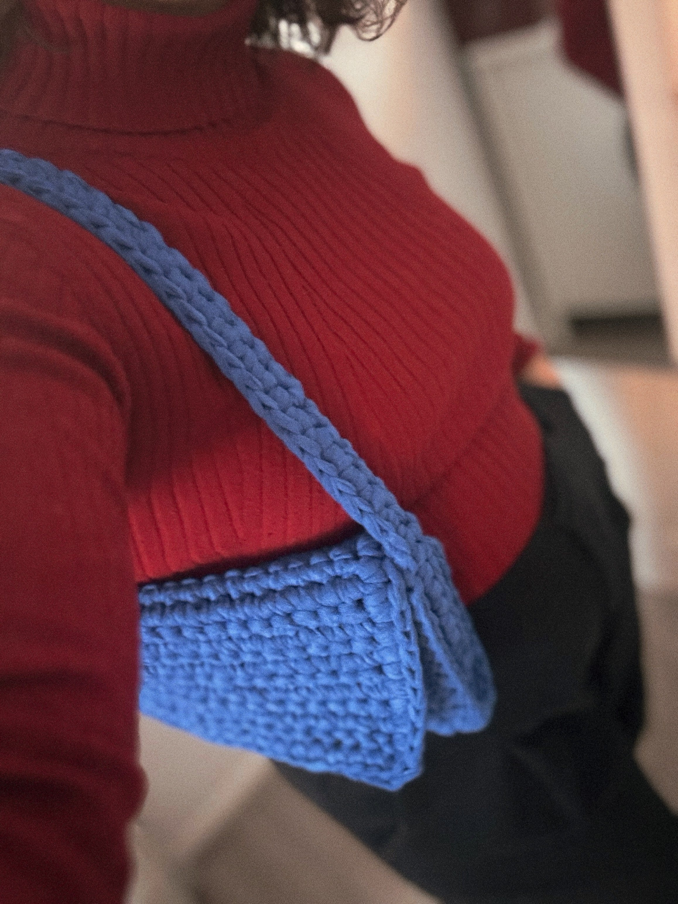 Sac bandoulière au crochet | Fil de coton ruban | Prêt à porter