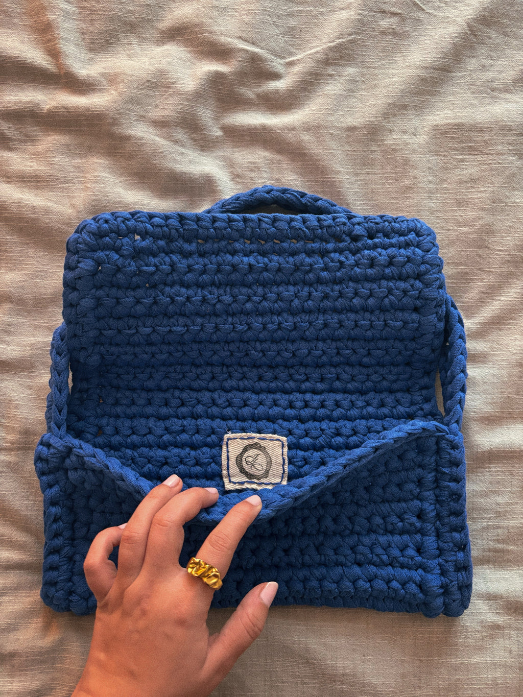 Sac bandoulière au crochet | Fil de coton ruban | Prêt à porter