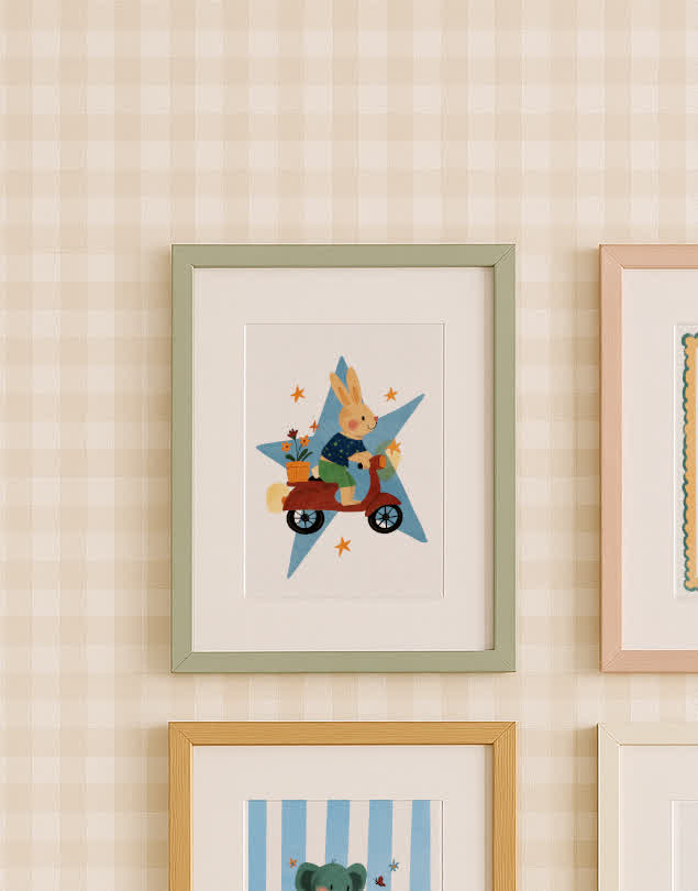 Bunny on a Red Vespa Storybook Art Print DIGITAL version