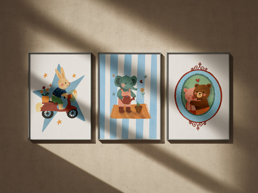 Illustration représentant un lapin sur une Vespa rouge