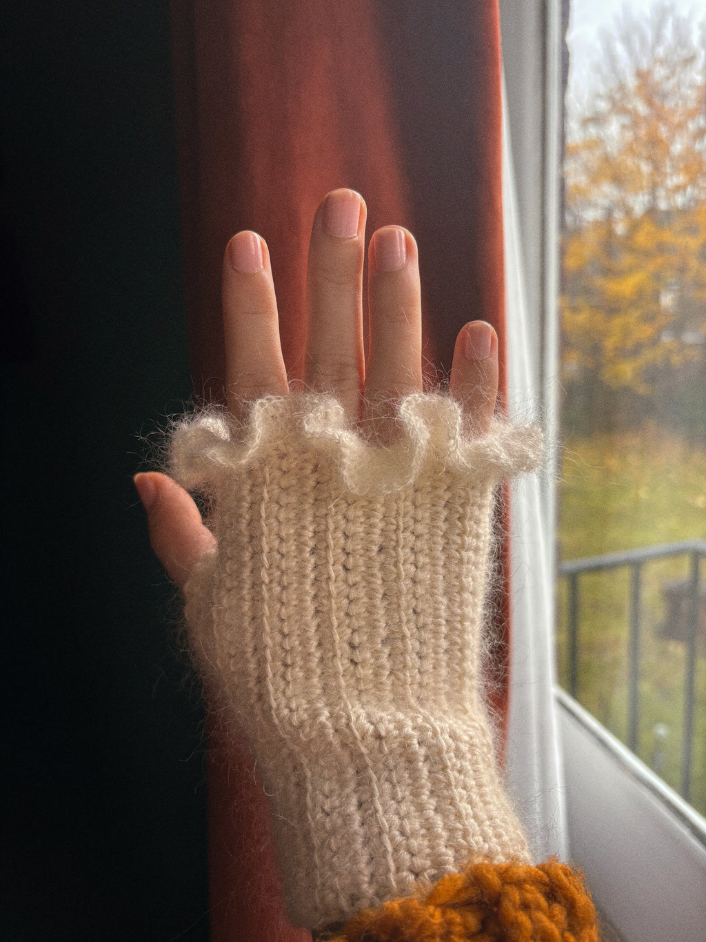 Mitaines à volants | Mélange coton, mohair et soie (Commande personnalisée)